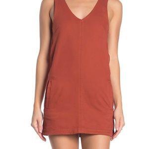 91 Cotton On Burnt Orange Pinafore Denim Dress